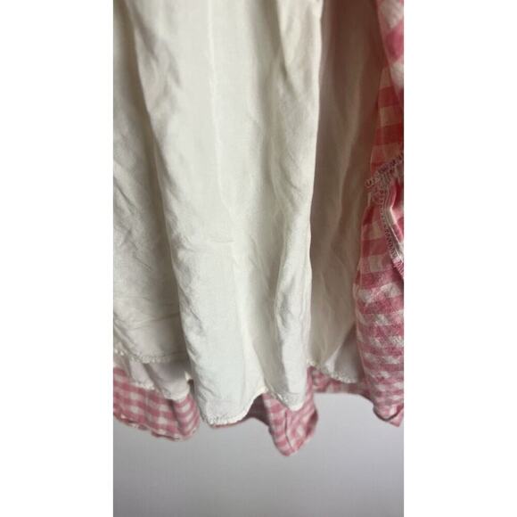 Karlie Gingham Poplin Tiered Ruffled Babydoll Dress Smocked Mock Neck Flutter S - Picture 6 of 10